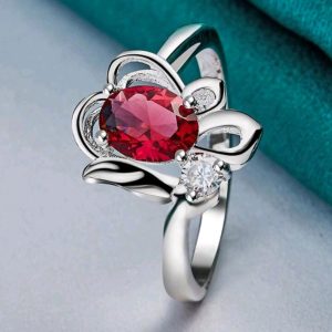 ROSA SOLITARIA EN RUBI PLATA LEY 925