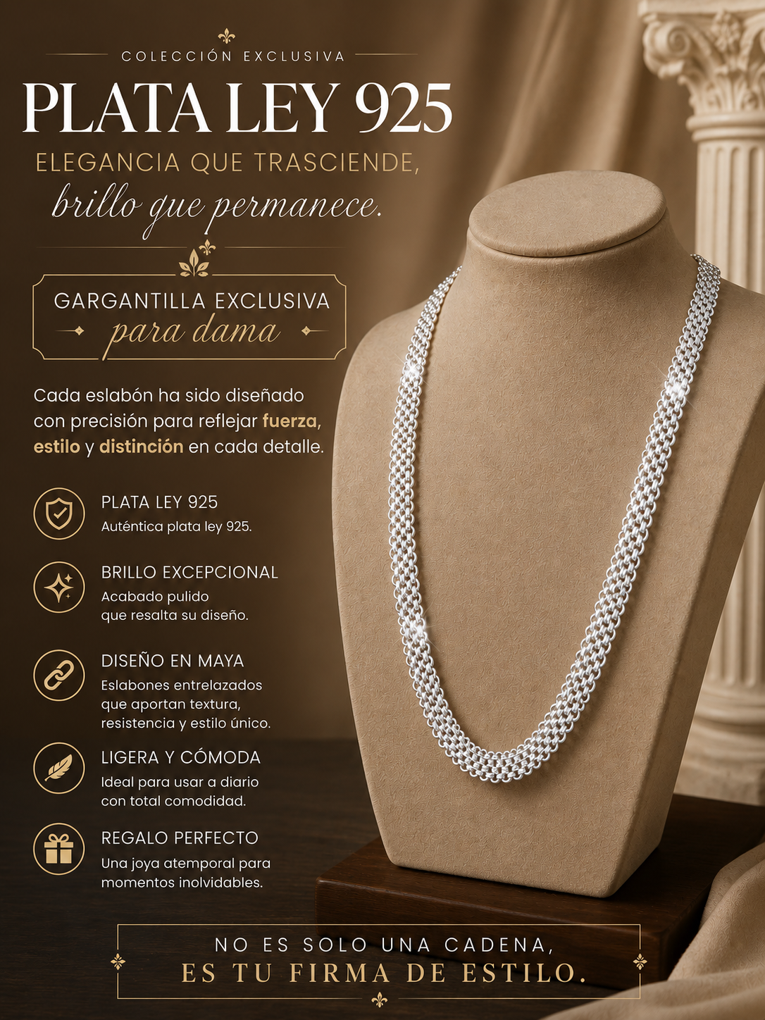 ✨ Cadena Tejido Chino Plata Ley 925 ✨