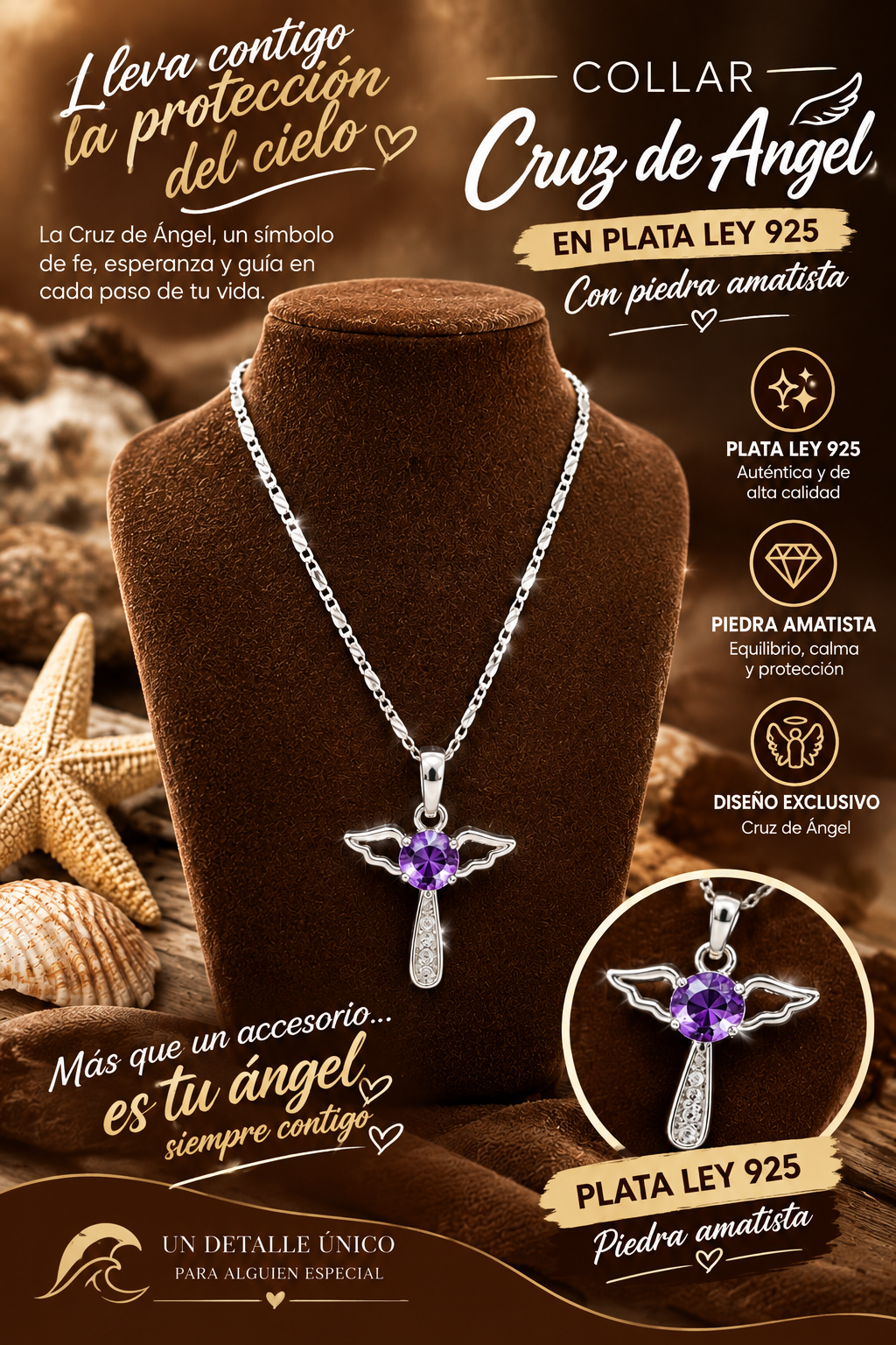 Cadena Cruz De Angel En Plata Ley 925