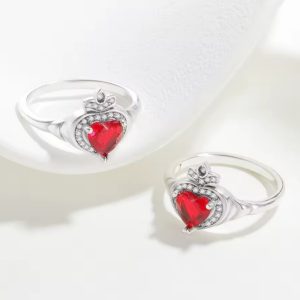 ✨ ANILLO CON PIEDRA EN CERAMICA ROJO EN PLATA LEY 925 ✨