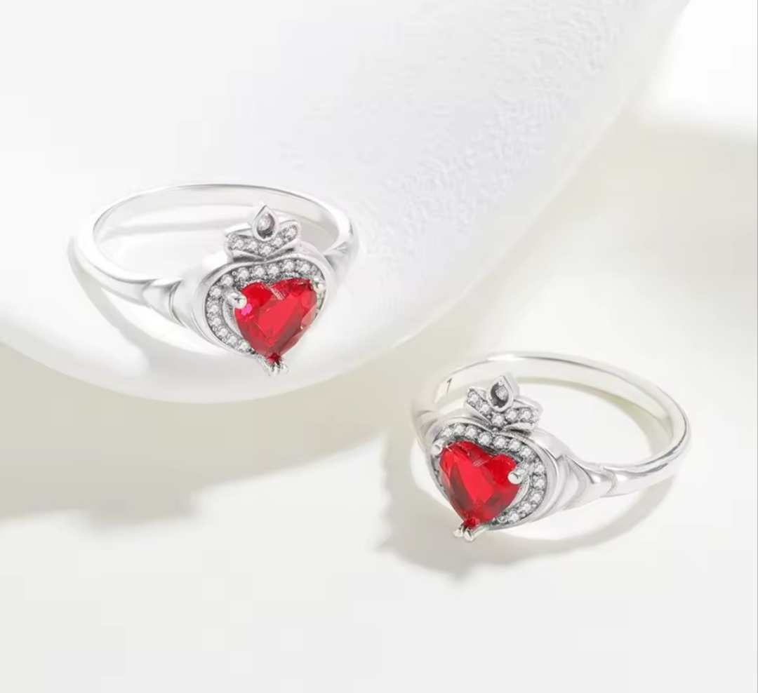 ✨ ANILLO CON PIEDRA EN CERAMICA ROJO EN PLATA LEY 925 ✨